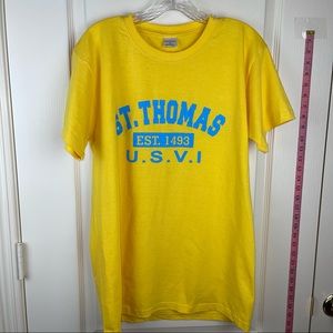 St. Thomas USVI tshirt bought there. New yellow with blue